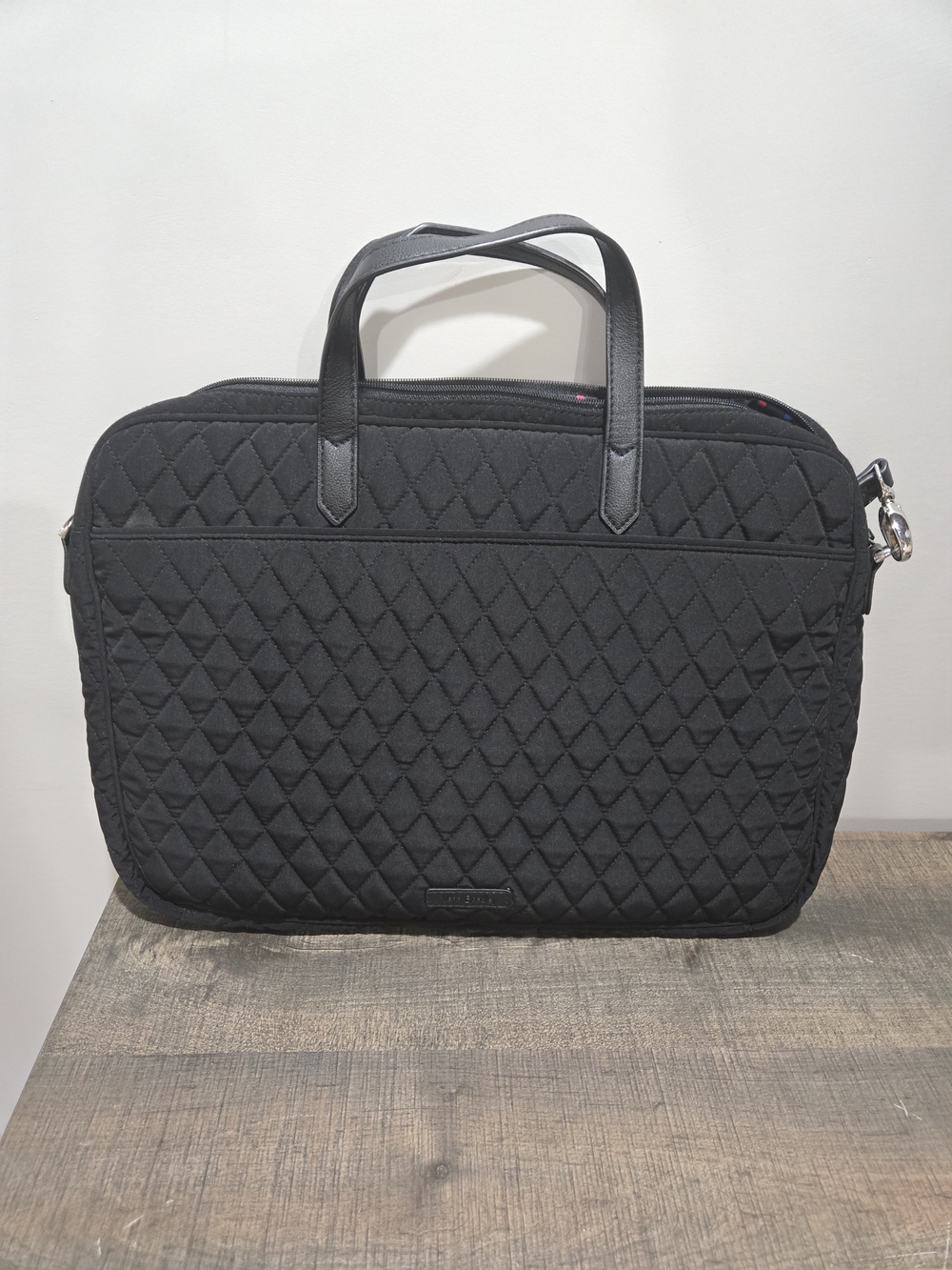 Quilted Black Vera Bradley Laptop Bag - Sleek Carry Handle